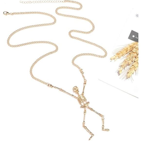 Halloween Skeleton Necklace for Women Ghost Skull Skeleton Long Pendan Necklaces - Picture 3 of 4